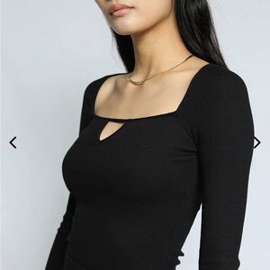 NWT The Range MASS RIB SQUARE NECK LS